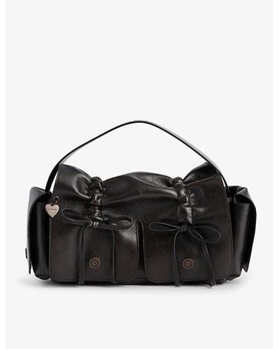 Acne Studios Bow-embellished -pocket Leather Shoulder Bag - Black