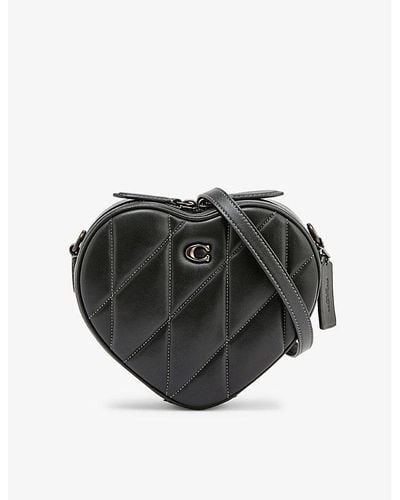 COACH S Quilted Leather Heart Crossbody - Black