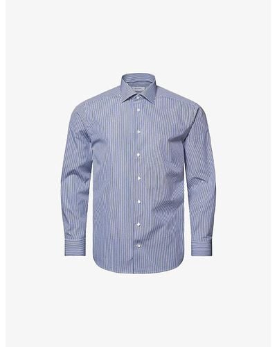 Eton Elevated Bengal Stripe Slim-fit Organic-cotton Poplin Shirt - Blue