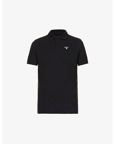 Barbour Brand-embroidered Ribbed-trim Regular-fit Cotton-piqué Polo Shirt Xx - Black