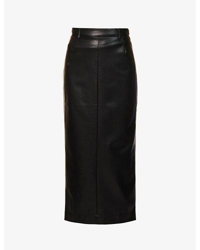 Pixie Market Yve High-rise Faux-leather Midi Skirt - Black