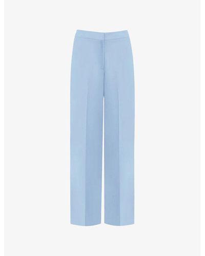 Ro&zo Straight-leg High-rise Stretch-crepe Trousers - Blue