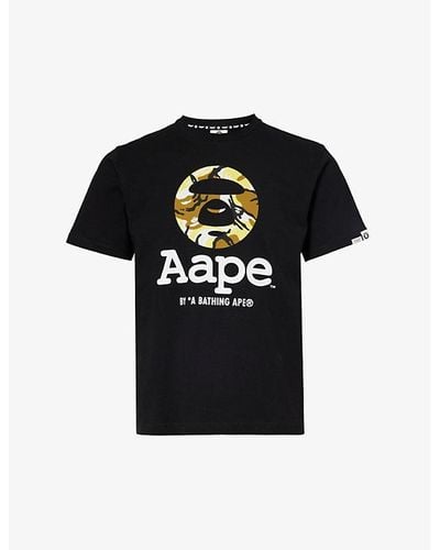 Aape Moonface Camo-print Regular-fit Cotton-jersey T-shirt X - Black