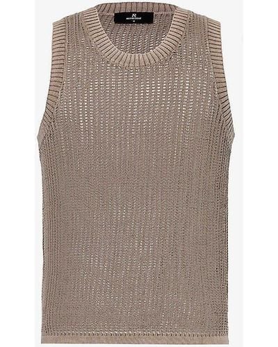 Represent Sleeveless Open-knit Cotton Knitted Vest Xx - Natural