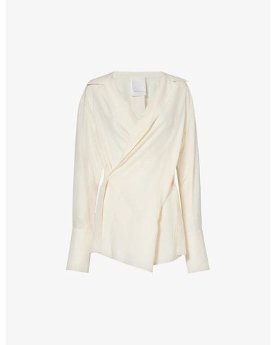 Givenchy V-neck Notch-lapel Silk Blouse - White