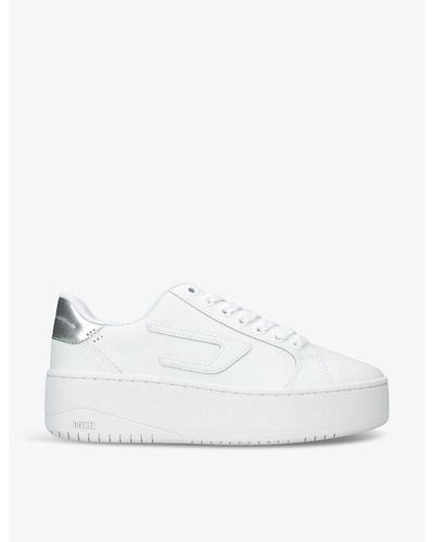 DIESEL S-athene Bold Logo-appliqué Leather-blend Low-top Sneakers - White