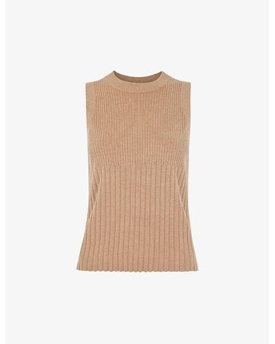 Whistles Ribbed Thick-neck Cropped Cotton-blend Top - Natural
