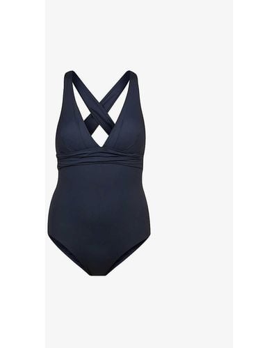 Seafolly Collective V-neck Stretch-recycled Nylon Swimsuit - Blue