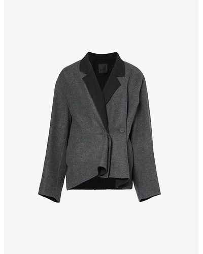 Givenchy Gathered-panel Relaxed-fit Wool-blend Blazer - Gray