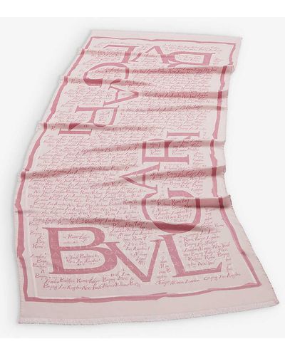 BVLGARI Lettere Maxi Metropolis Branded Silk And Wool-blend Stole - Pink