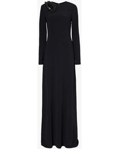 Stella McCartney Embellished Cut-out Stretch-woven Maxi Dress - Black