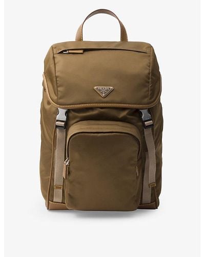 Prada Re-nylon Recycled-nylon And Leather Backpack - Green