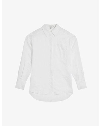 Ted Baker Dorahh Long-sleeve Relaxed-fit Linen Shirt - White