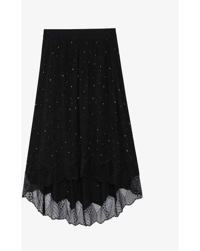 Zadig & Voltaire Joslin Crystal-embellished Woven Midi Skirt - Black