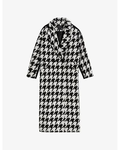 Ted Baker City Houndstooth-check Woven Coat - Black