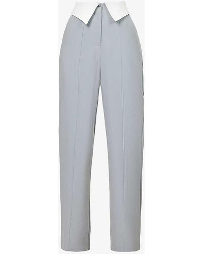 4th & Reckless Haley Wide-leg Mid-rise Stretch-woven Trousers - Grey
