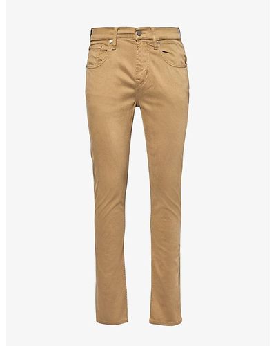 7 For All Mankind Slimmy Tapered Slim-fit Stretch Cotton-blend Pants - Natural