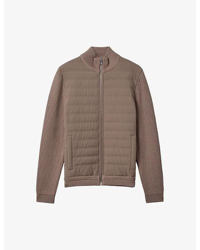 Reiss Southend Padded Stretch-woven Jacket - Brown