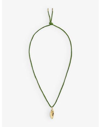 SANDRALEXANDRA Pea In A Pod 18ct Yellow Gold-plated Brass And Silk Cord Pendant Necklace - Metallic