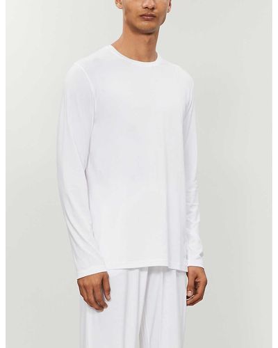 Derek Rose Basel Long-sleeved Stretch-modal T-shirt Xx - White