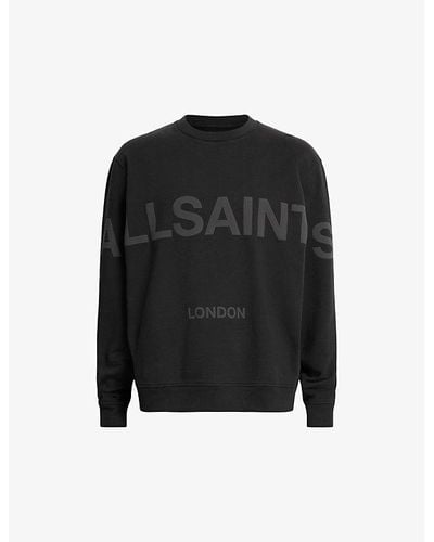 AllSaints biggy Logo-print Oversized Organic Cotton-jersey Sweatshirt - Black