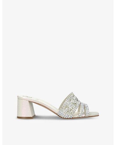 Gina Utah Crystal-embellished Leather Sandals - White