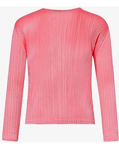 Pleats Please Issey Miyake February Pleated Knitted Top - Pink