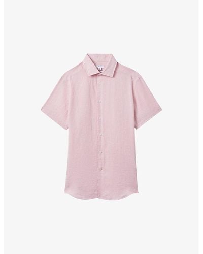 Reiss Holiday Slim-fit Linen Shirt - Pink