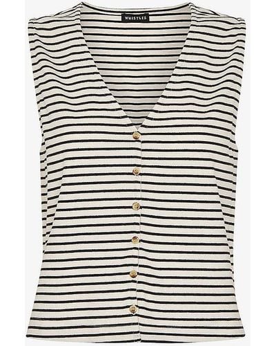 Whistles Stripe-pattern Stretch-cotton Top - Natural