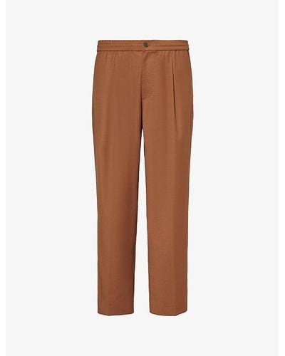 AWAKE NY Brand-embroidered Straight-leg Stretch-woven Pants X - Brown