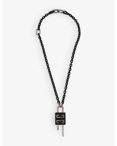 Givenchy Lock Brass And Enamel Necklace - White
