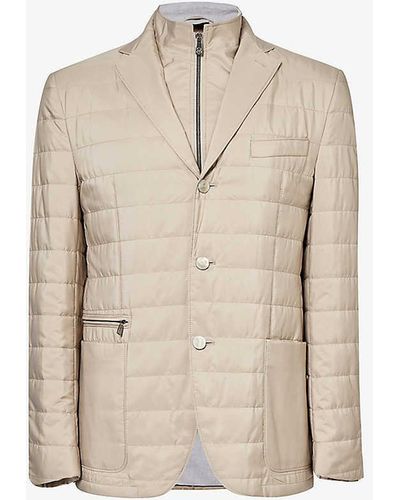 Corneliani Single-breasted Quilted Woven Blazer - Natural