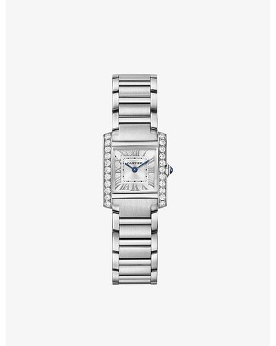 Cartier Crw4ta0020 Tank Francaise Small Stainless-steel And 0.70ct Diamond Quartz Watch - White