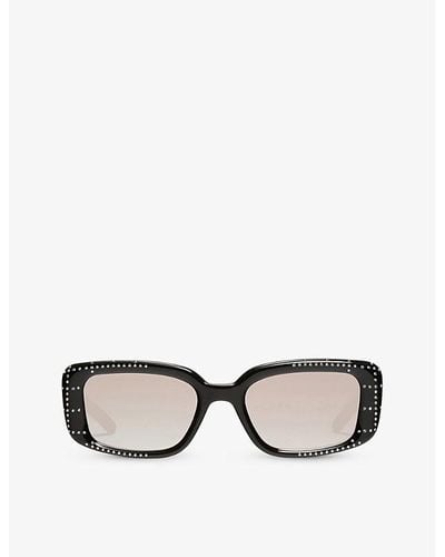 Gentle Monster Antena.c 01 Crystal-embellished Rectangle-frame Acetate Sunglasses - Black