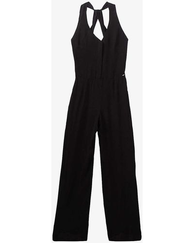 IKKS Open-back Wide-leg Woven Jumpsuit - Black