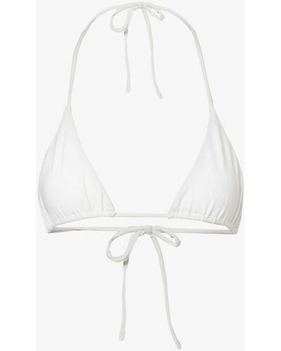 AEXAE Tyra Halterneck Stretch-recycled Polyester Bikini Top - White