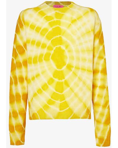 The Elder Statesman Tie-dyed Dropped-shoulder Relaxed-fit Cashmere Jumper - Yellow