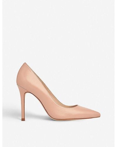 LK Bennett Fern Pointed Toe Leather Courts - Pink