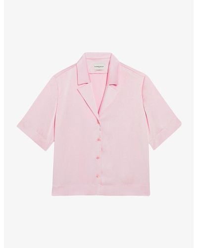 Claudie Pierlot Notch-lapel Cropped Woven Shirt - Pink