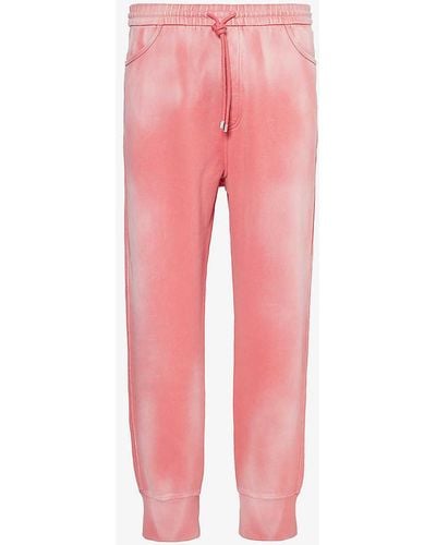 Loewe Faded-wash Brand-embroidered Cotton-jersey jogging Bottoms - Pink