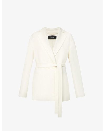 JOSEPH Belted Wool And Cashmere-blend Coat - White
