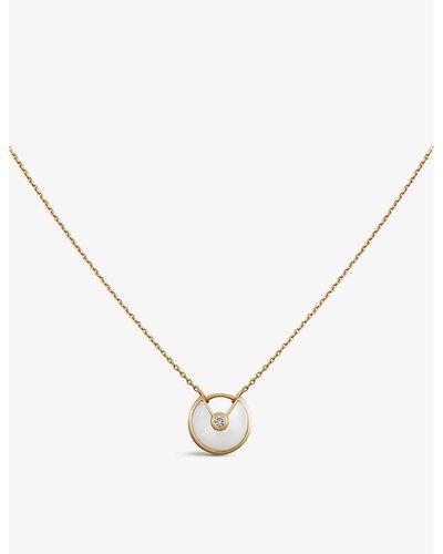 Cartier Amulette De 18ct Yellow-gold, Mother-of-pearl And Diamond Necklace - Natural