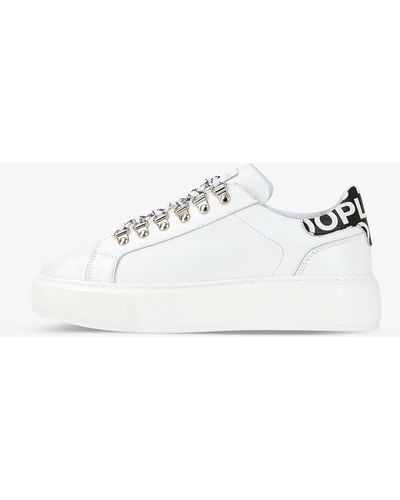 The Kooples Metal-eyelet Platform Leather Trainers - White
