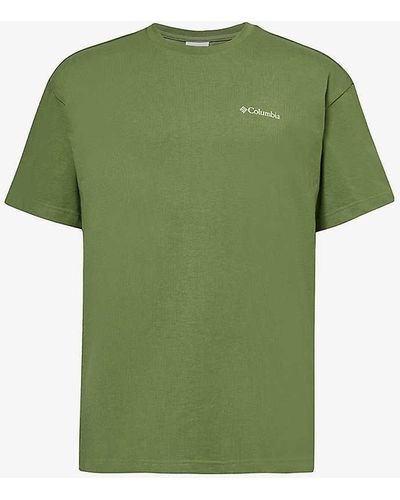 Columbia Brand-print Crewneck Cotton-blend T-shirt Xx - Green