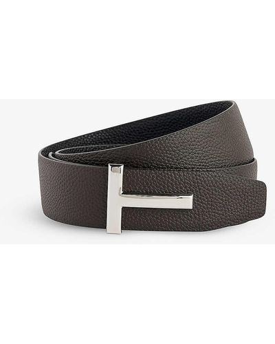 Tom Ford Logo-buckle Reversible Leather Belt - Black