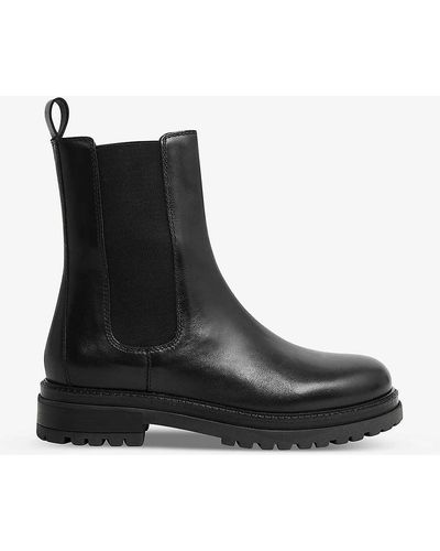 Reiss Thea Chunky-soled Leather Chelsea Boots - Black