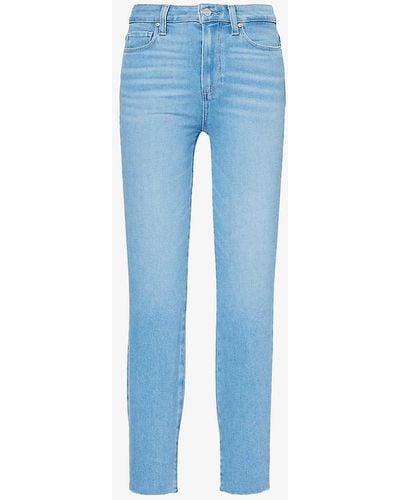PAIGE Margot Raw-hem Skinny-leg Mid-rise Denim-blend Jeans - Blue