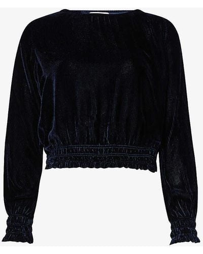 Bella Dahl Vy Frilled-trims Relaxed-fit Woven-blend Blouse - Black