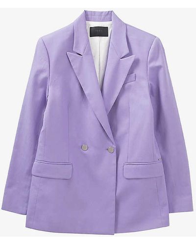 IKKS Double-breasted Peaked-lapel Cotton-blend Blazer - Purple