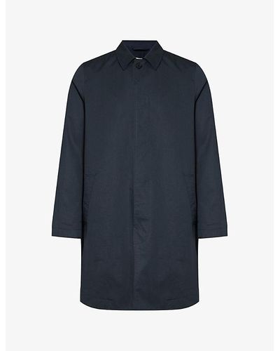 Sunspel Long-sleeved Collared Regular-fit Cotton Jacket - Blue